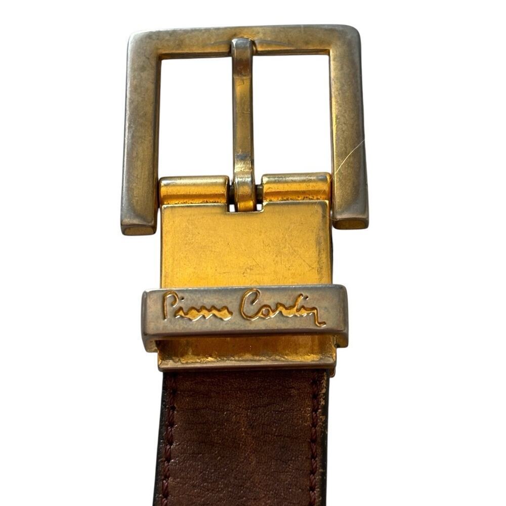 Pierre Cardin Leather Belt 34 Dress Soft Touch Cowhide Brown Vtg - Picture 3 of 6